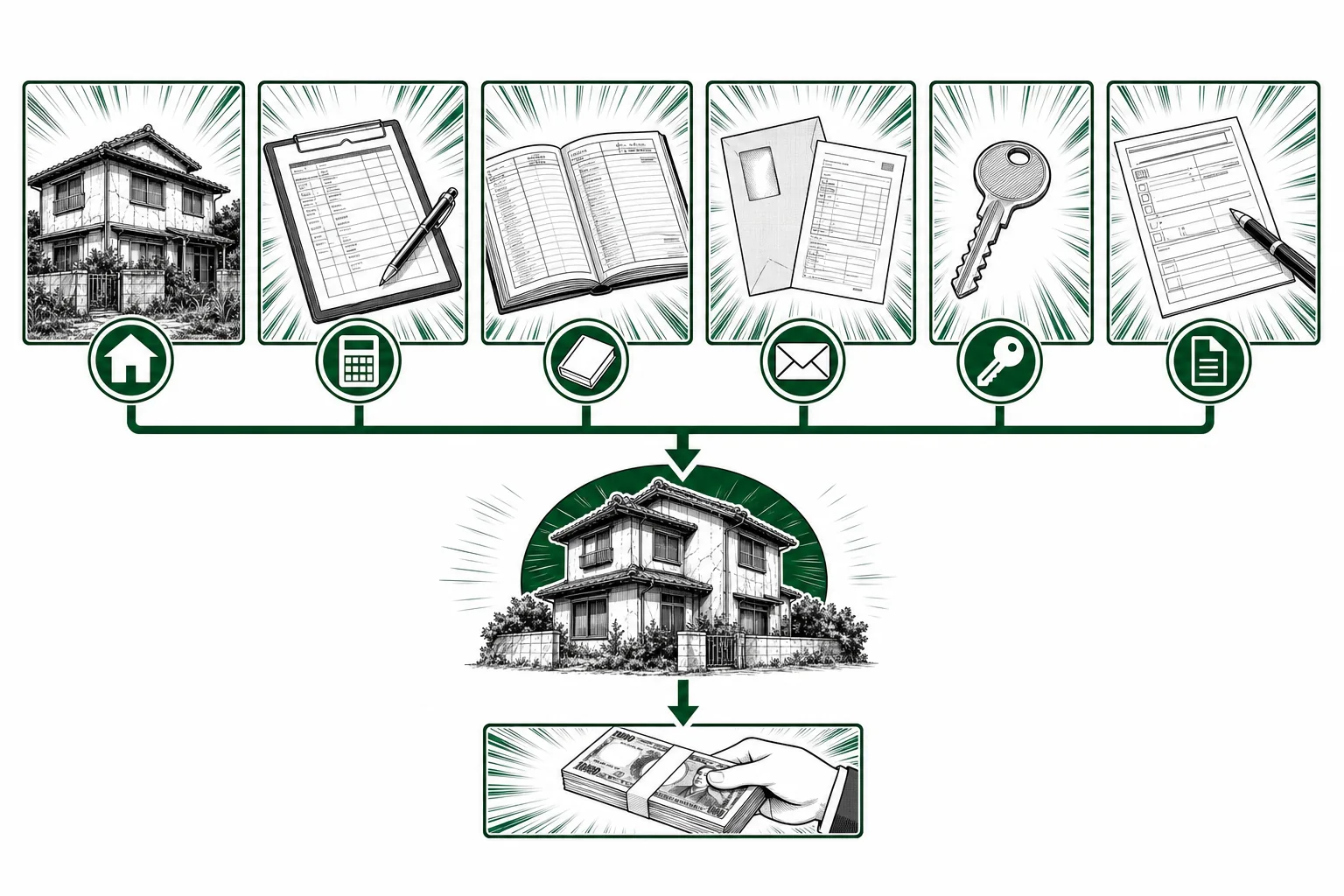 空き家相続の税金を相続時・保有中・売却時に分けて確認する判断図
