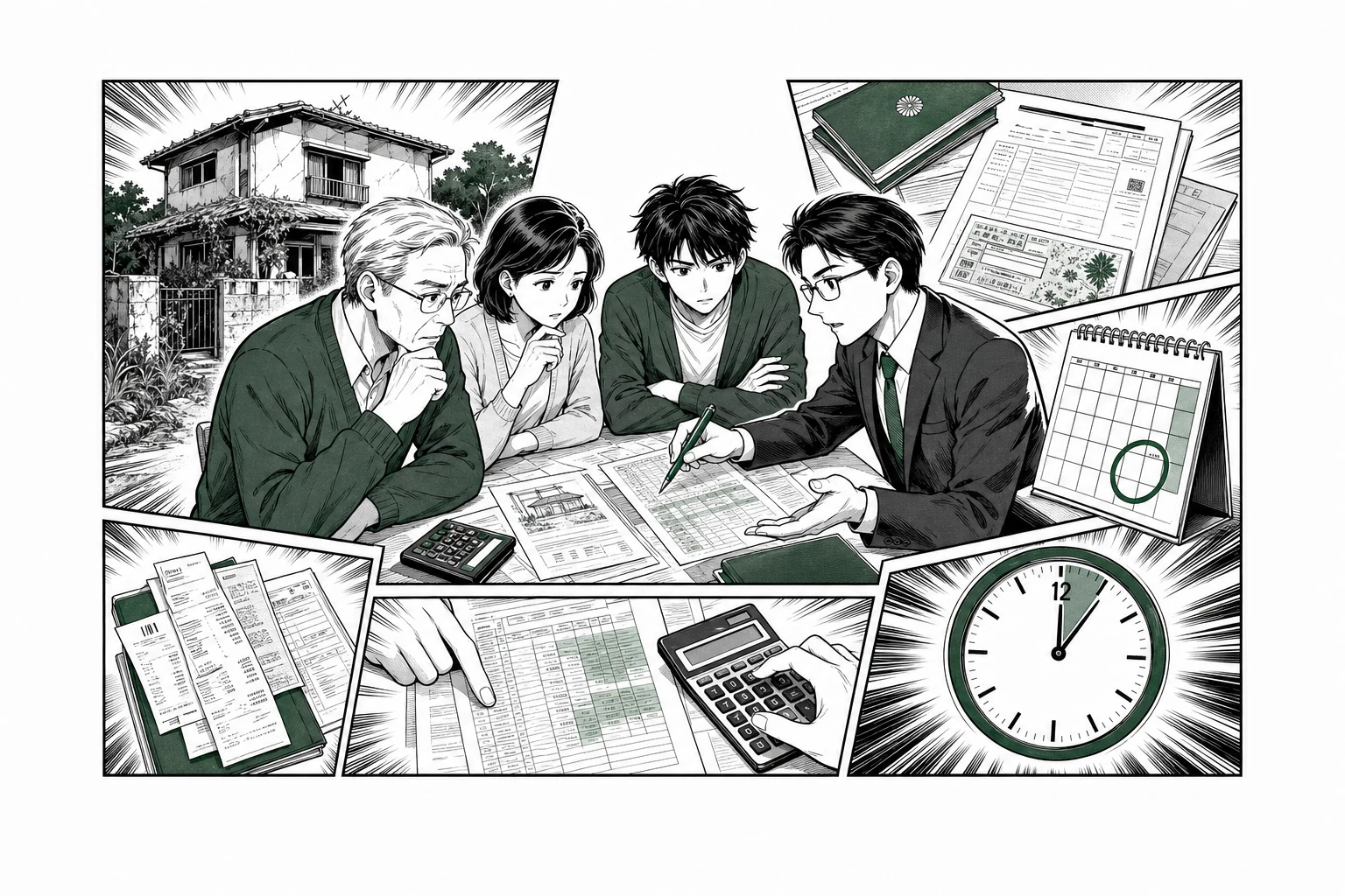 相続空き家の取得費資料・特例・共有名義・売却期限を家族と専門家が確認する図解